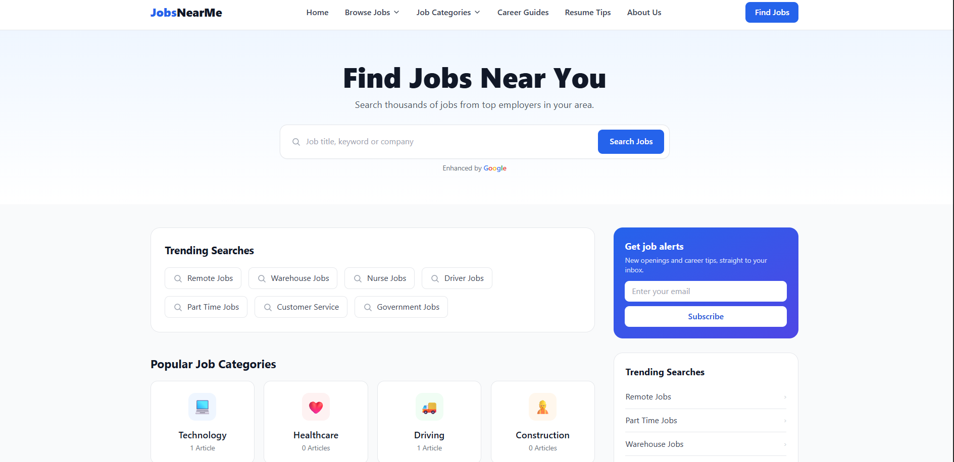 Jobs Near Me website preview