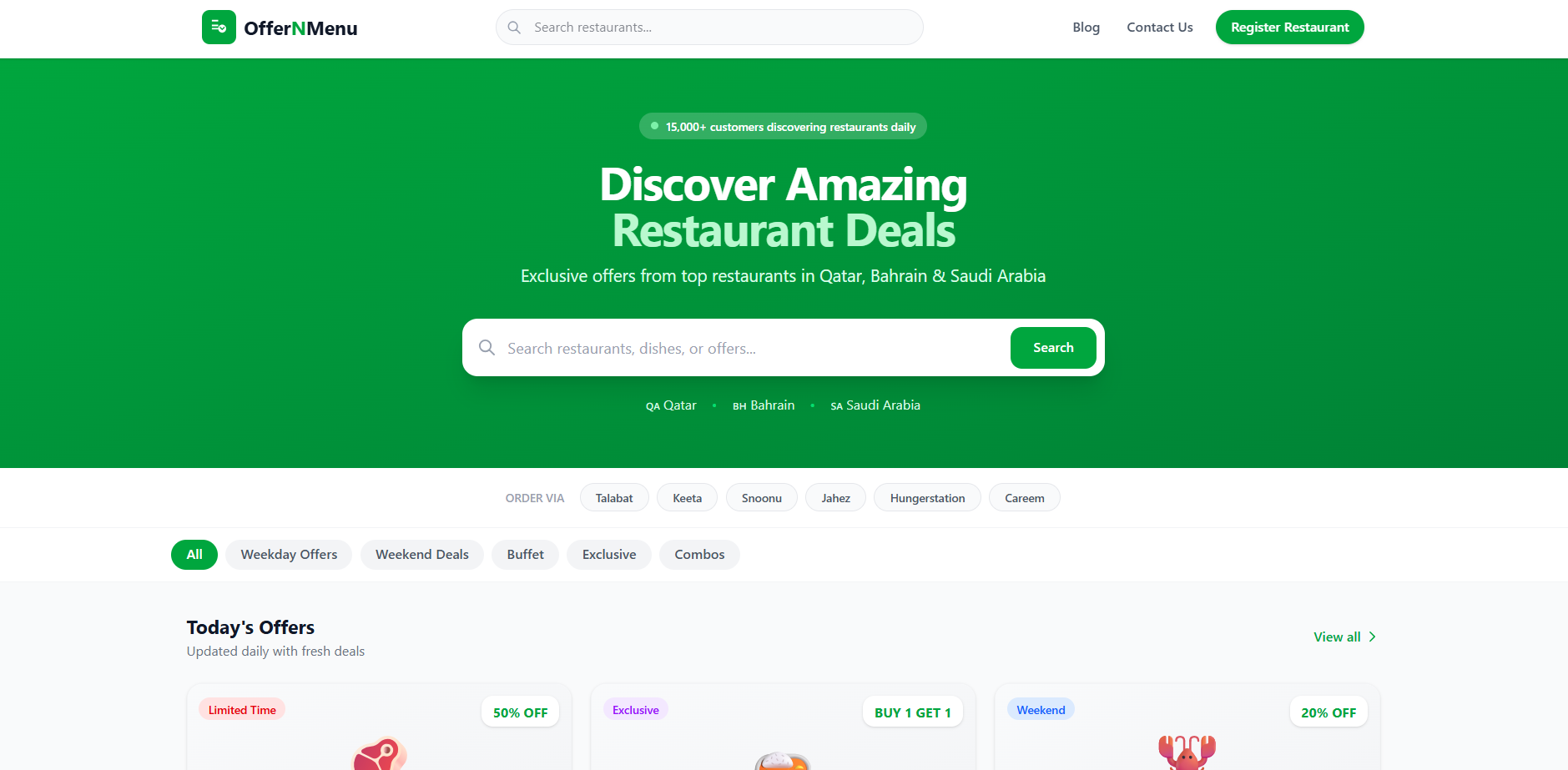 Offer Menu website preview